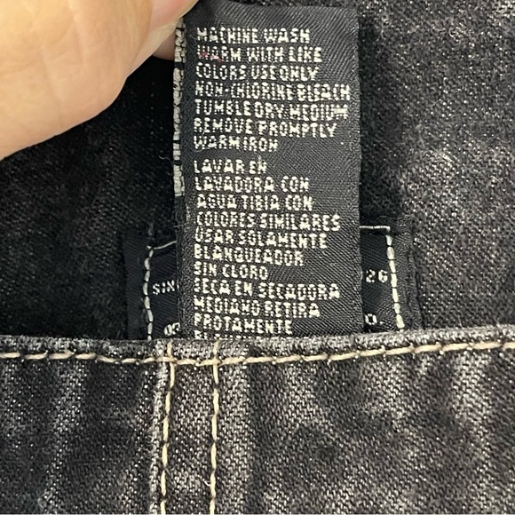 Vintage Denim Shortalls Bib Overalls Jeans Route 66 90s Y2K Womens L 9-10 Black - Picture 11 of 11